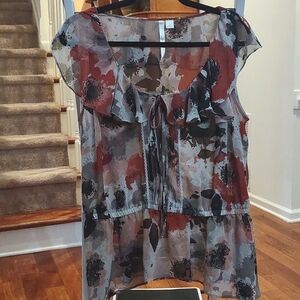 LAUREN CONRAD Chiffon Floral Print Top